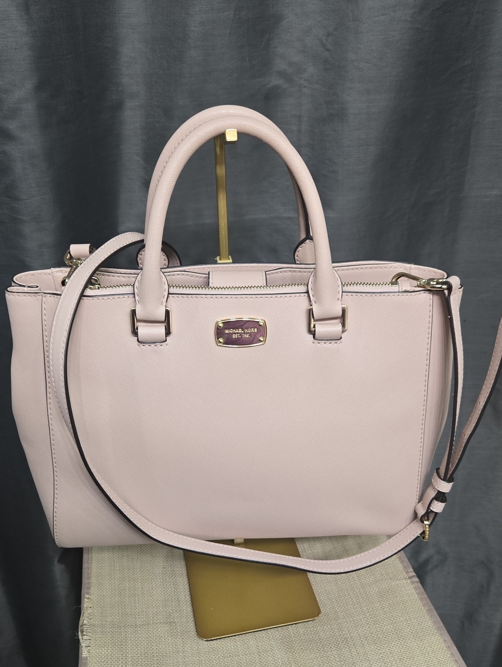 Michael Kors Blush Saffiano Leather Satchel with Gold Hardware